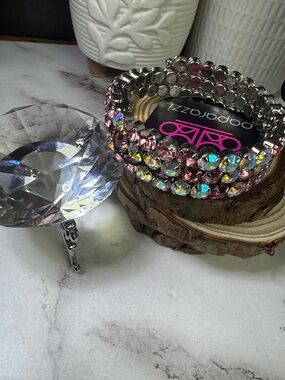 paparazzi Pink & Iridescent Crystal Stretch Bracelet Set